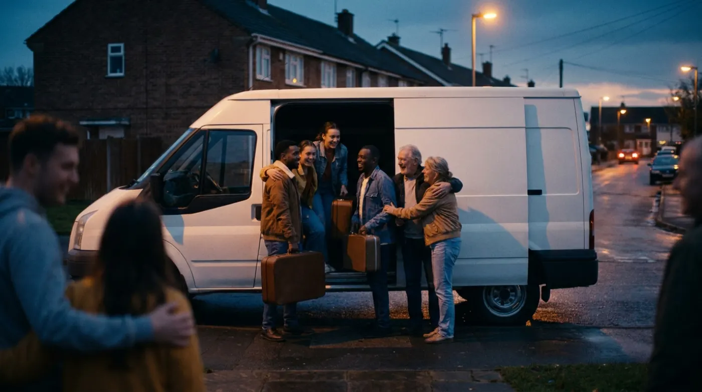 A group boarding a Value Cars minibus