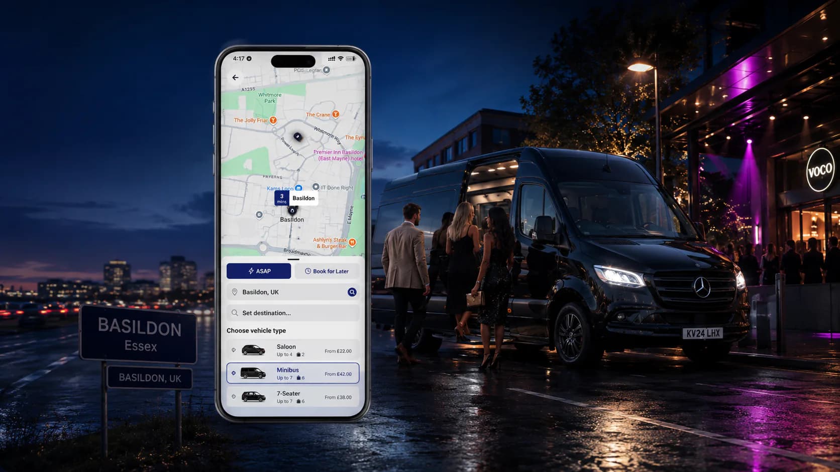 A Value Cars 8-seater minibus ready for a group trip
